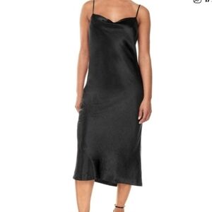 Aritzia Babaton Model Satin Midi Slip Dress Cowl Neck Black Size Large